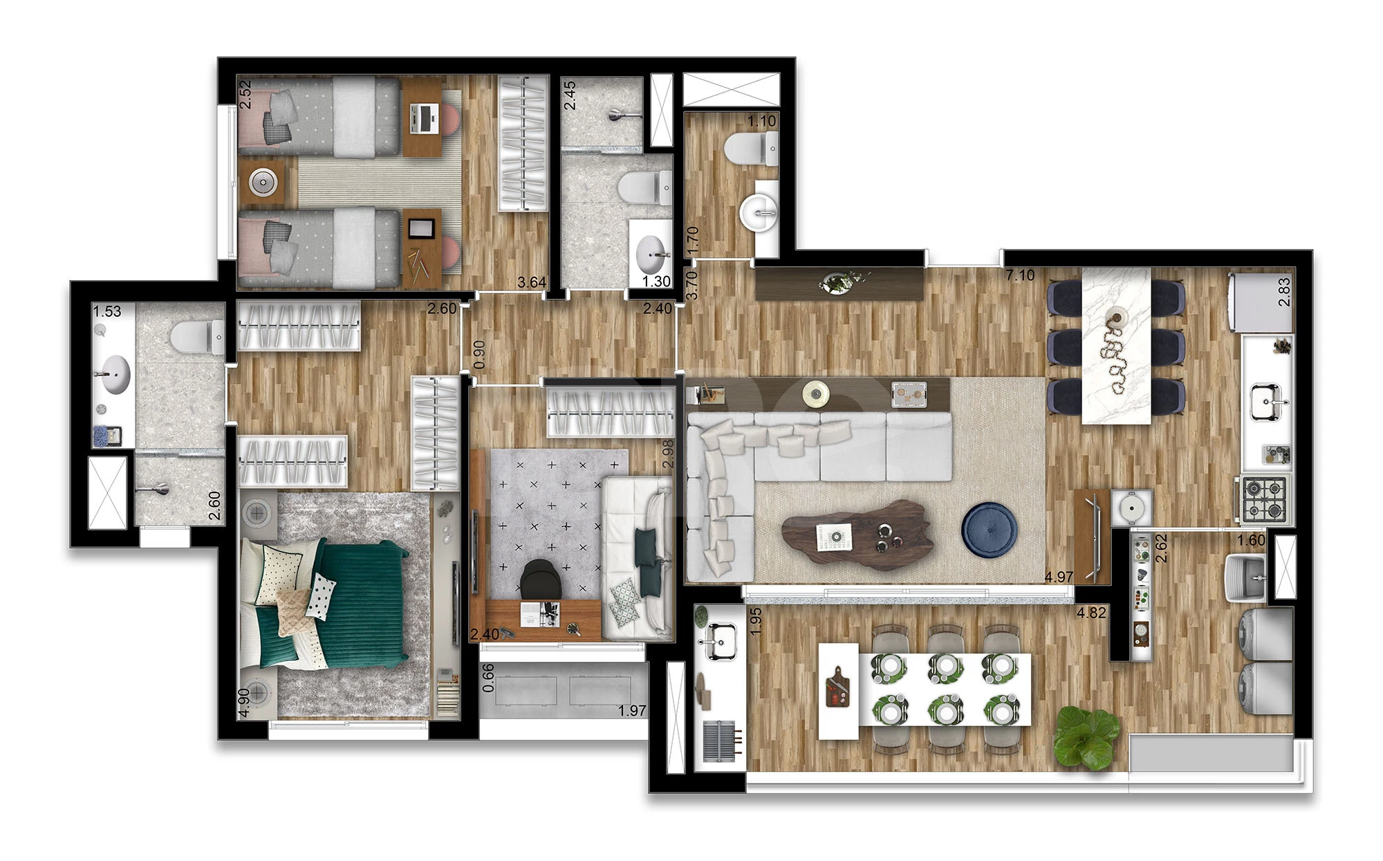 Planta — Apartamento 99 m²