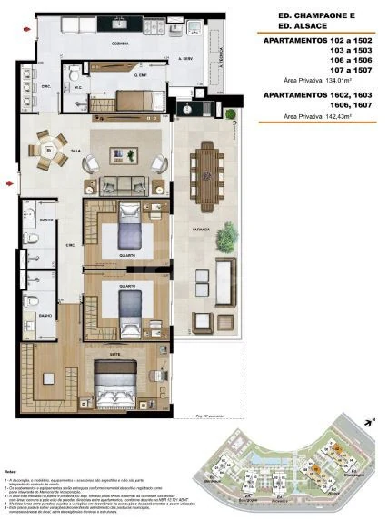 Planta — Apartamento 134,01 m²