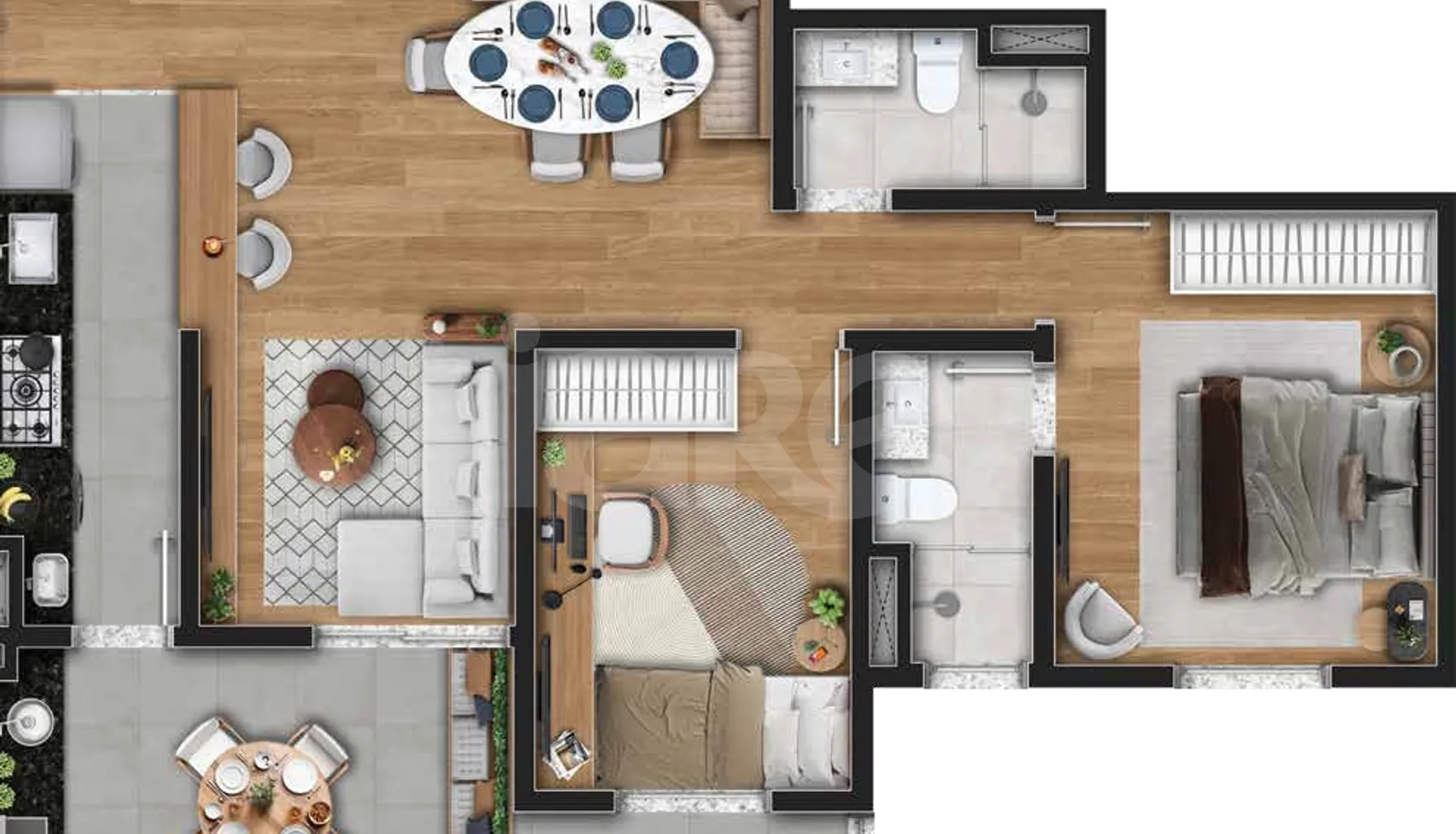 Planta — Apartamento 71,77 m²