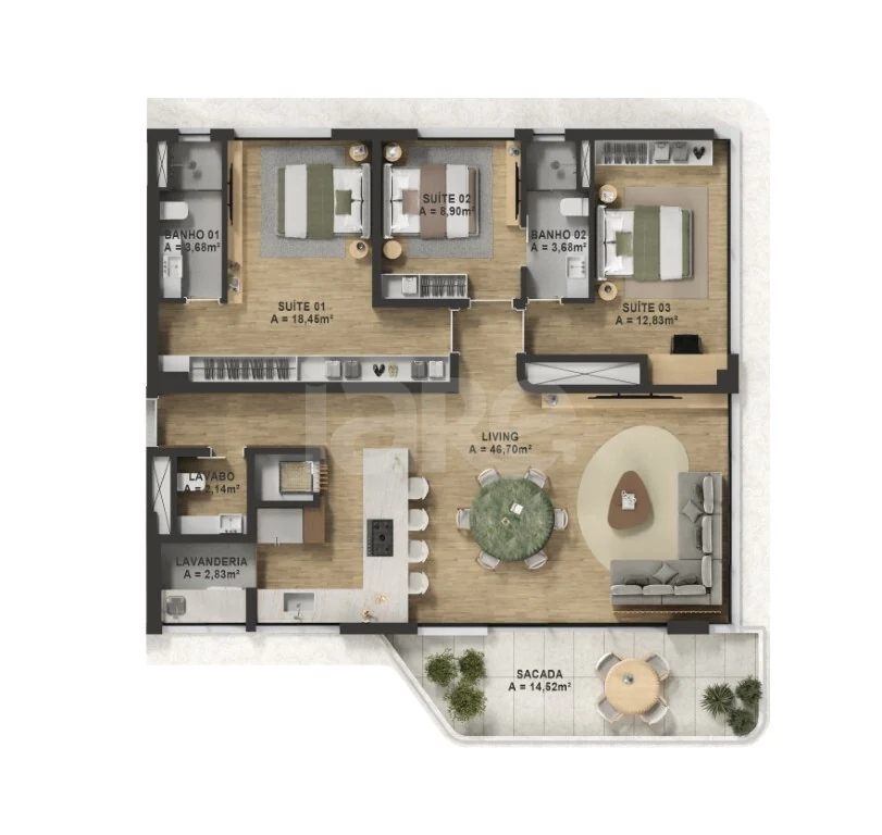 Planta — Apartamento 137,76 m²