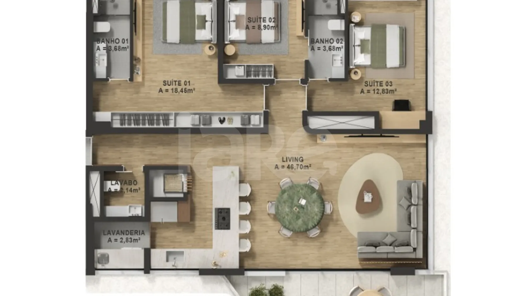 Planta — Apartamento 137,76 m²