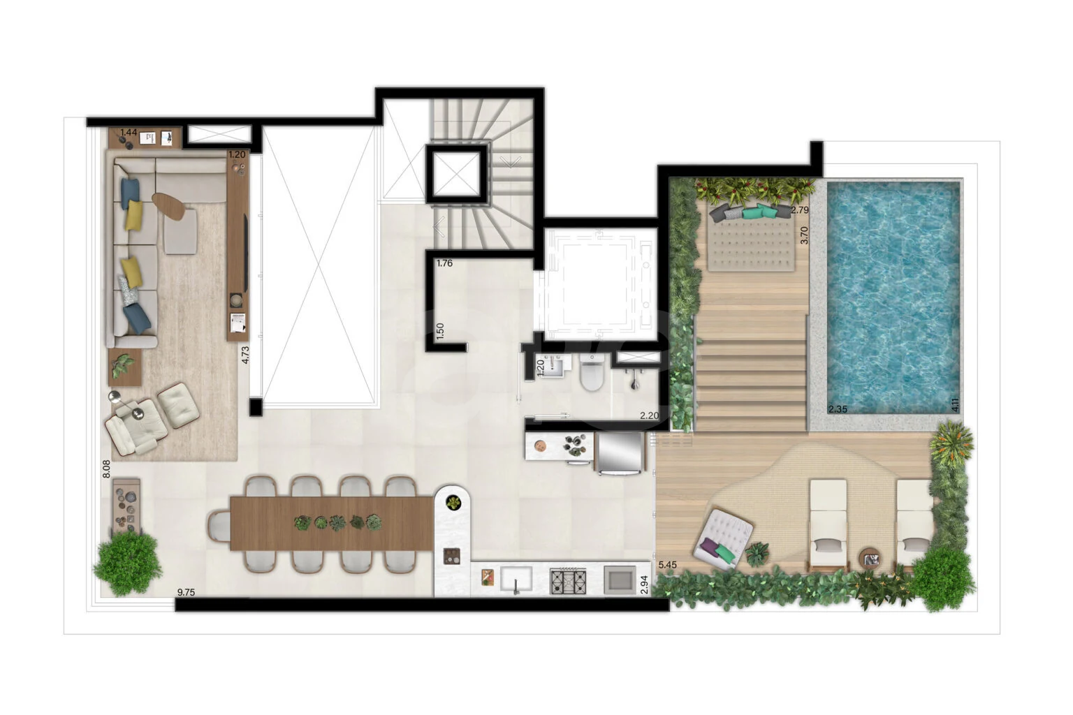 Planta — Cobertura Duplex 276,58 m²
