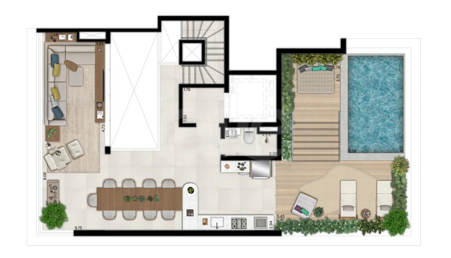 Planta — Cobertura Duplex 276,58 m²