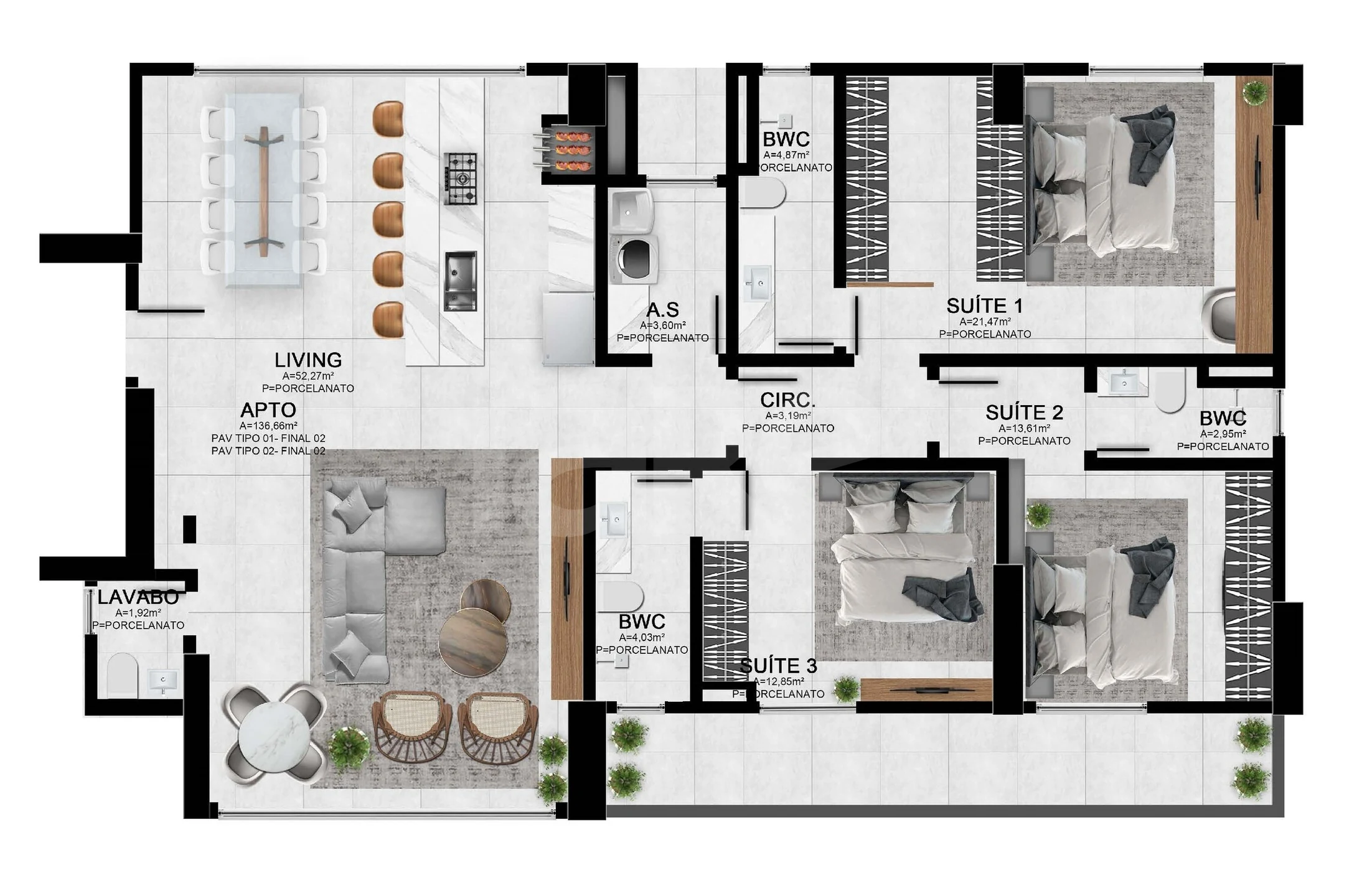 Planta — Apartamento 153,71 m²