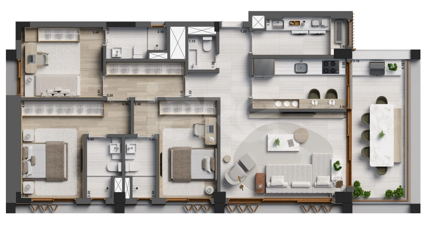 Planta — Apartamento 132,67 m²