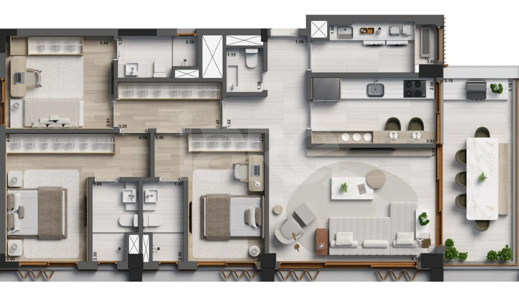Planta — Apartamento 132,67 m²