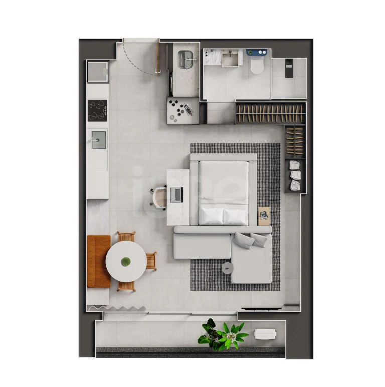 Planta — Studio 49 m²