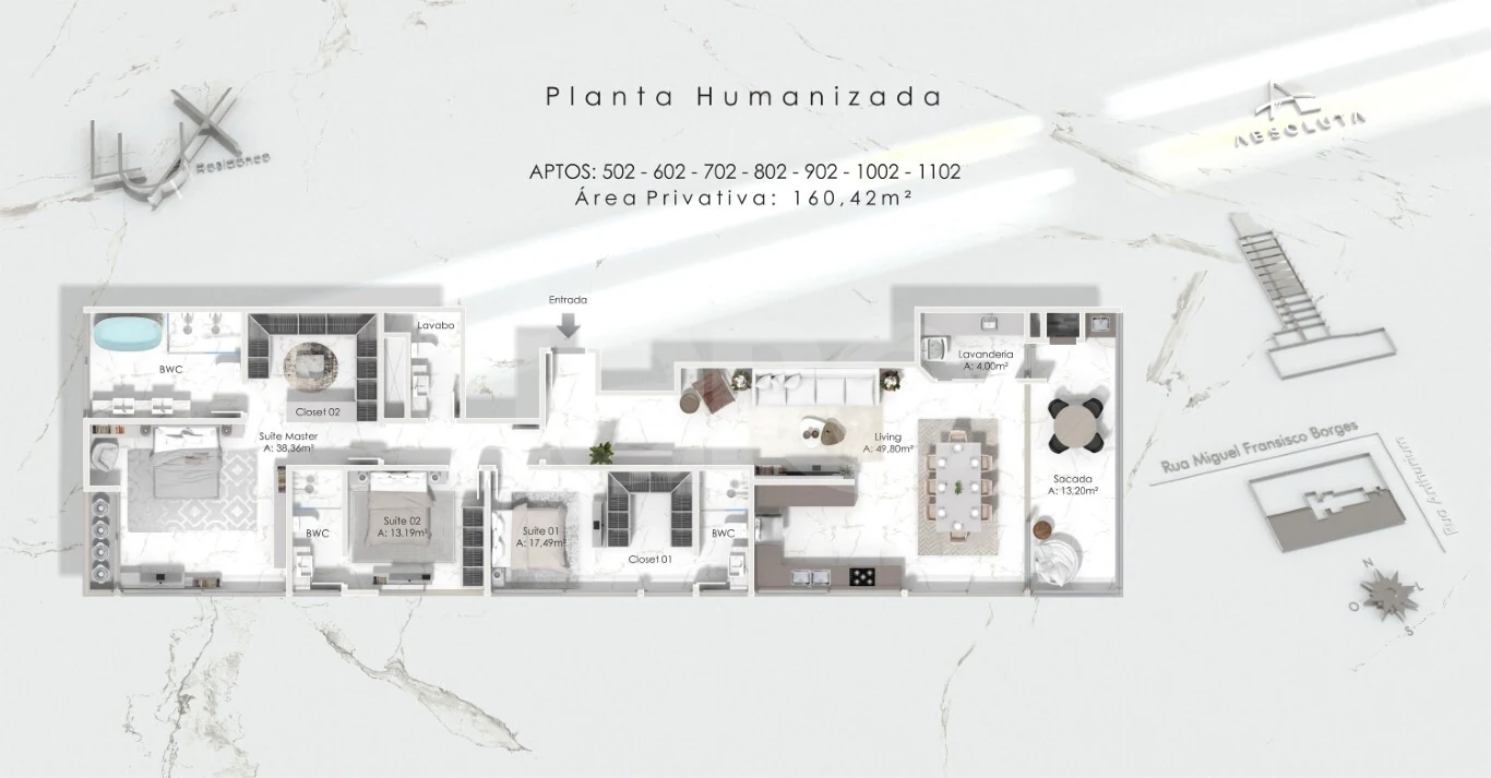 Planta — Apartamento 160,42 m²