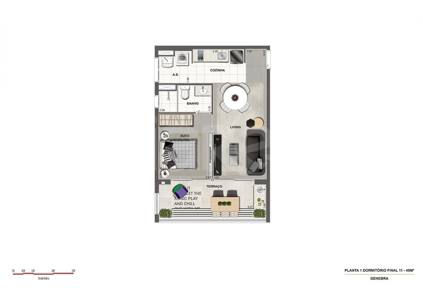 Planta — Apartamento 49 m²