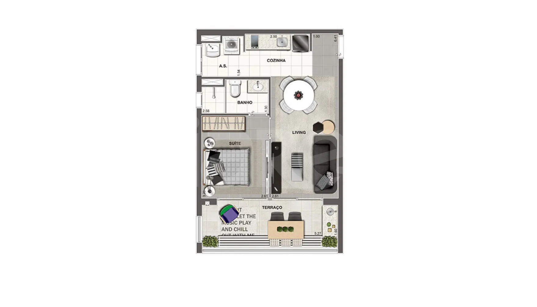 Planta — Apartamento 49 m²