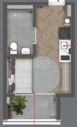 Planta — Studio 24,2 m²