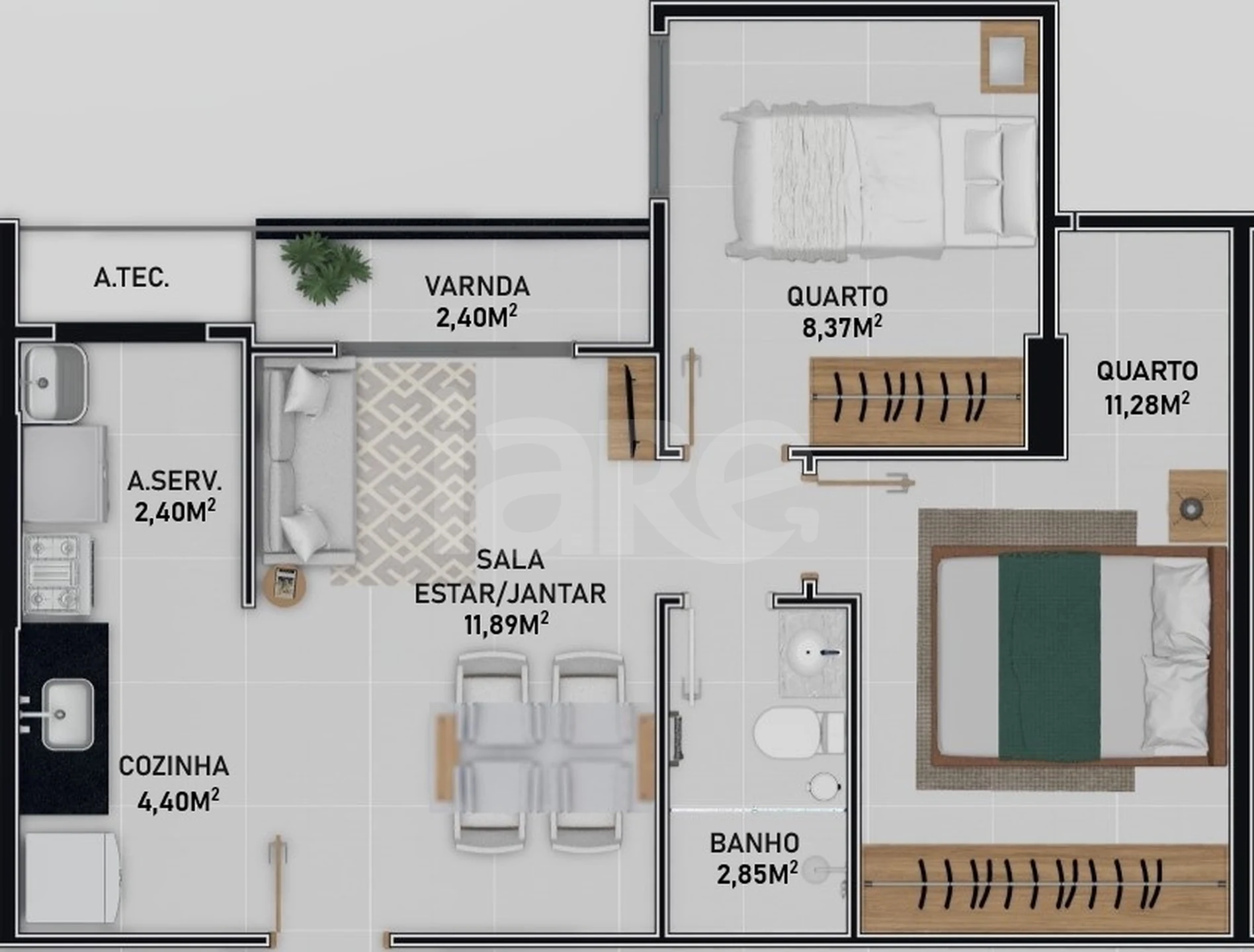 Planta — Apartamento 45,47 m²