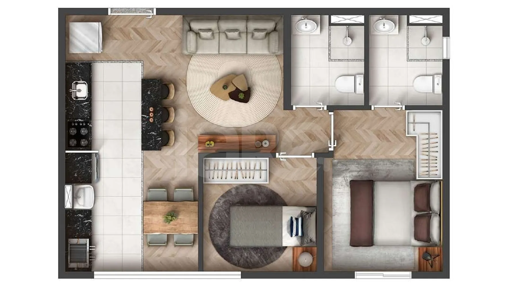 Planta — Apartamento 46,6 m²