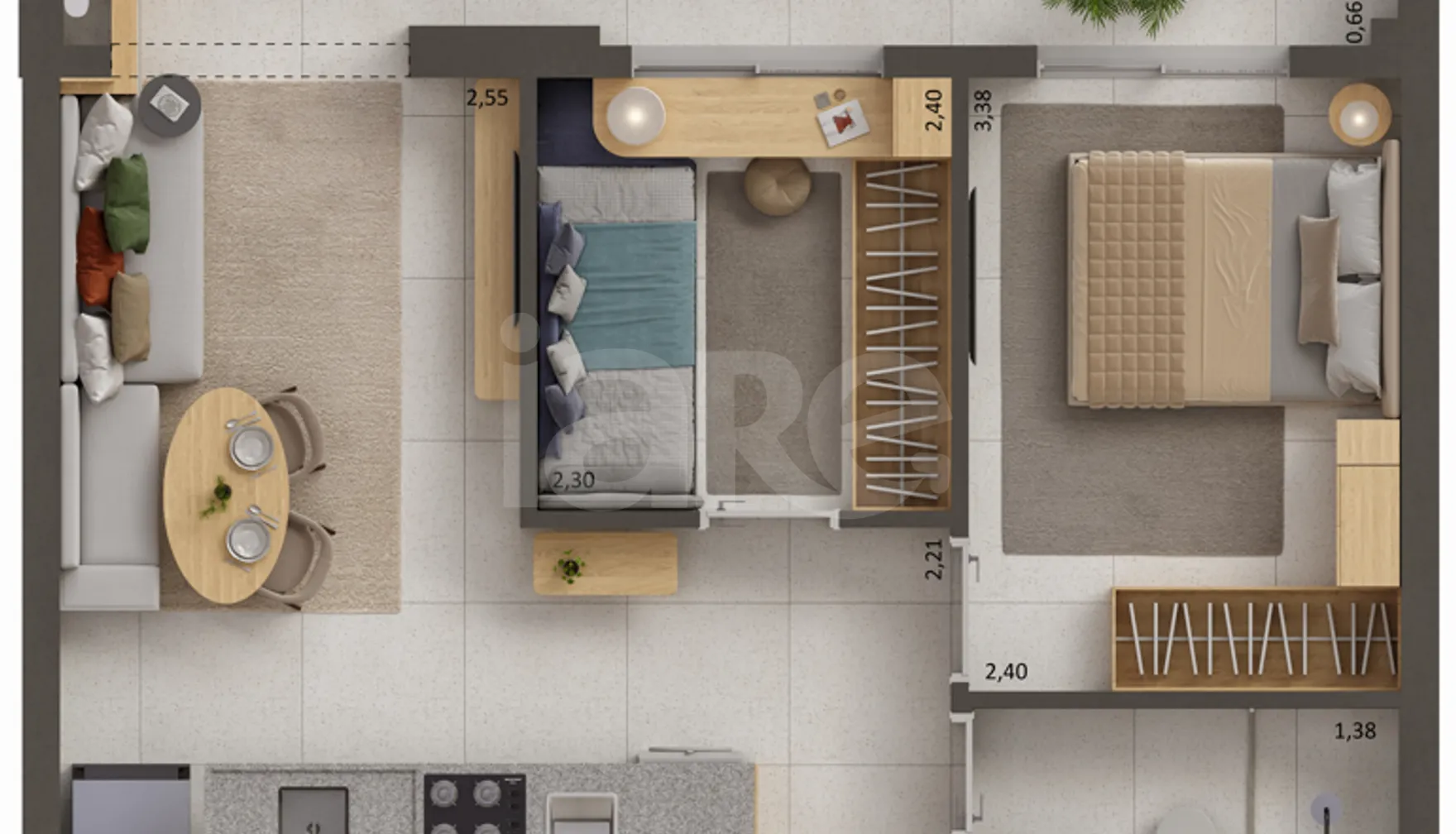 Planta — Apartamento 44,21 m²