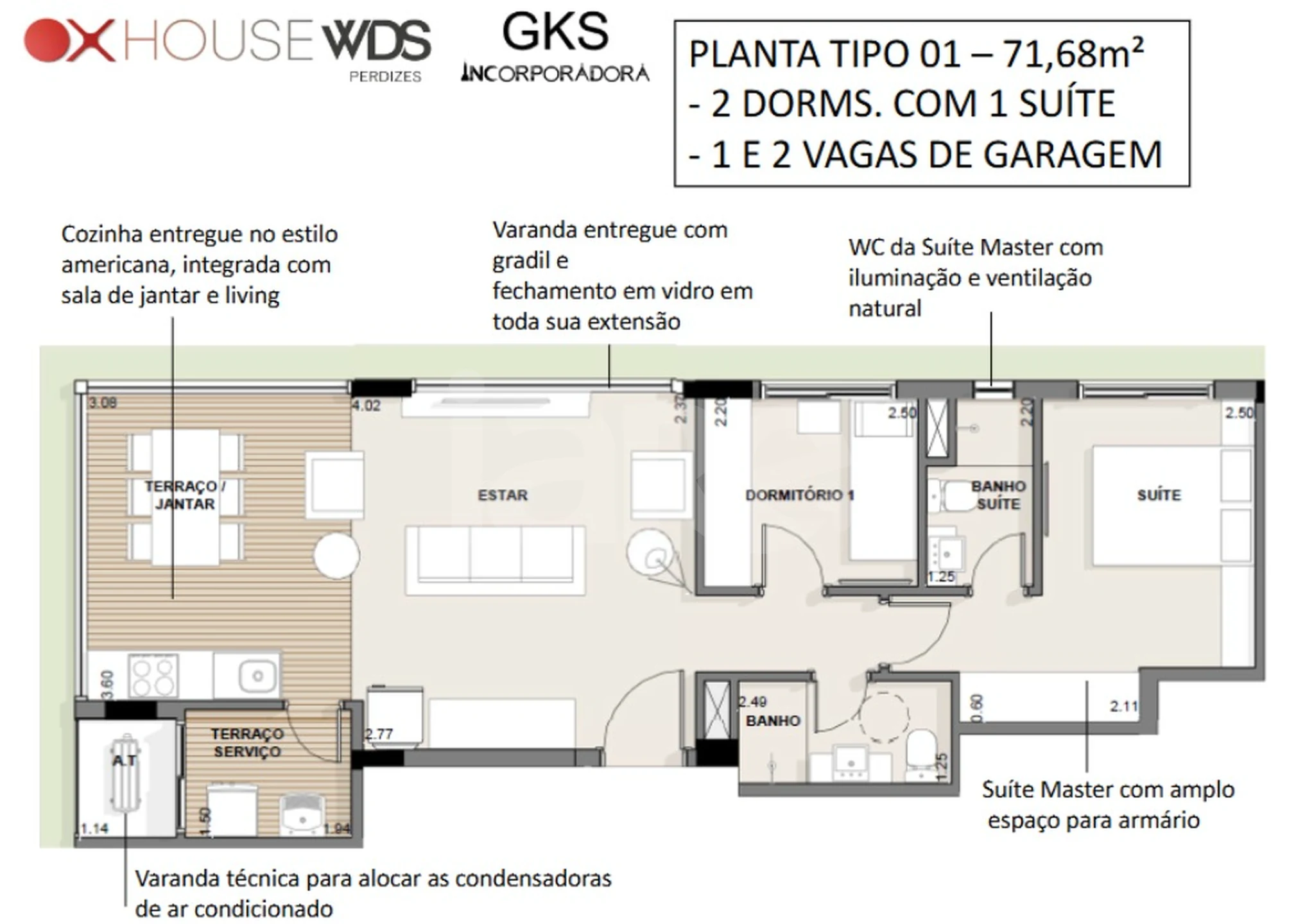 Planta — Apartamento 71,68 m²