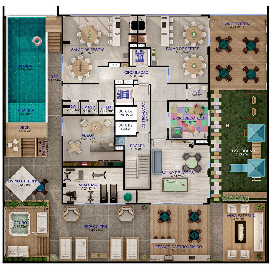 Planta — Pavimento lazer