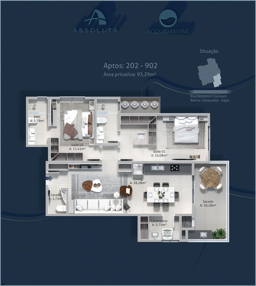 Planta — Apartamento 93,29 m²