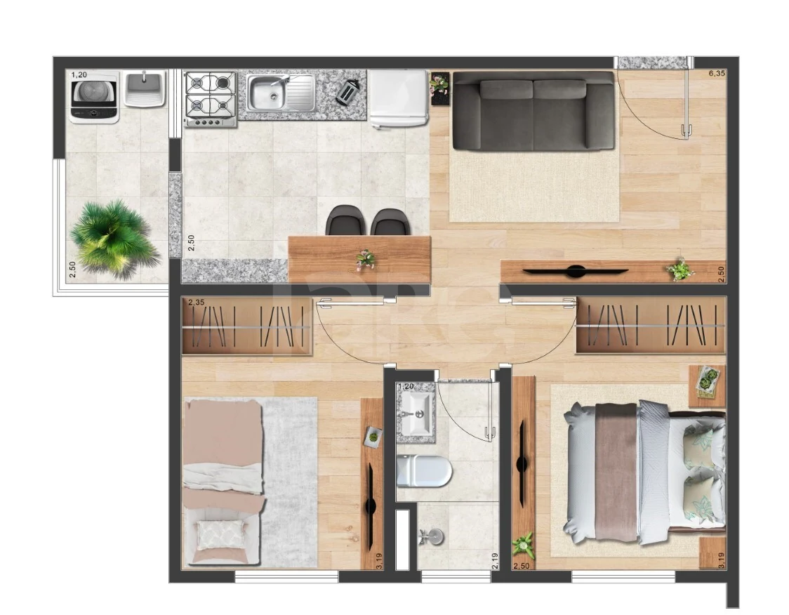 Planta — Apartamento 43,55 m²