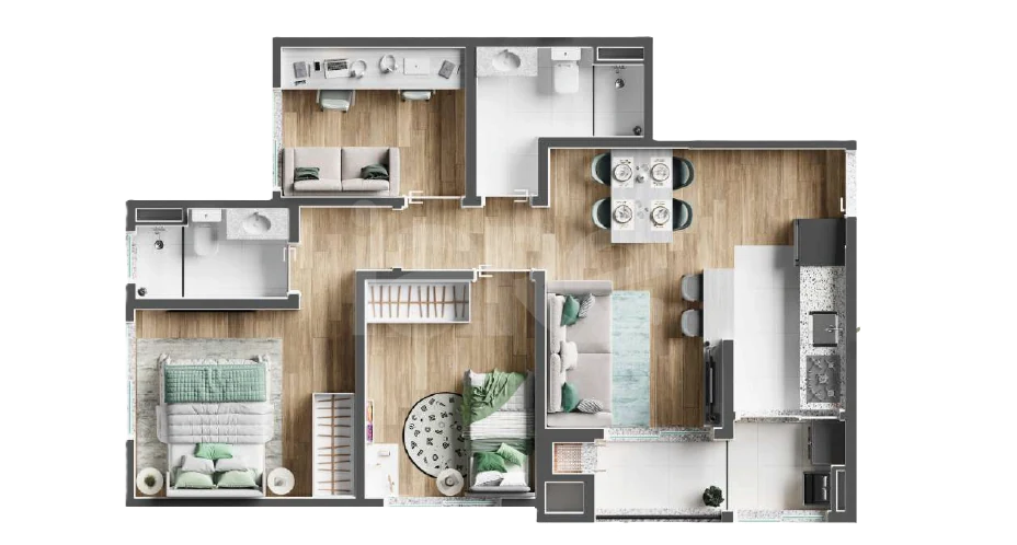 Planta — Apartamento 56,37 m²