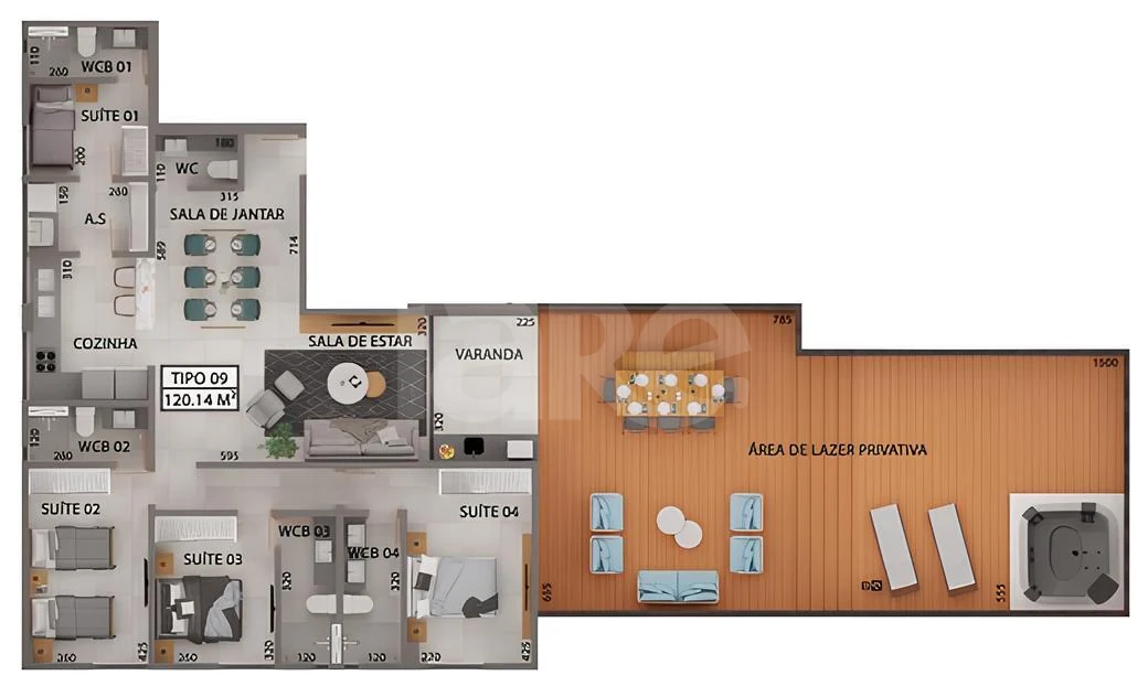 Planta — Garden 108,8 m²