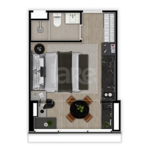 Planta — Studio 25,8 m²