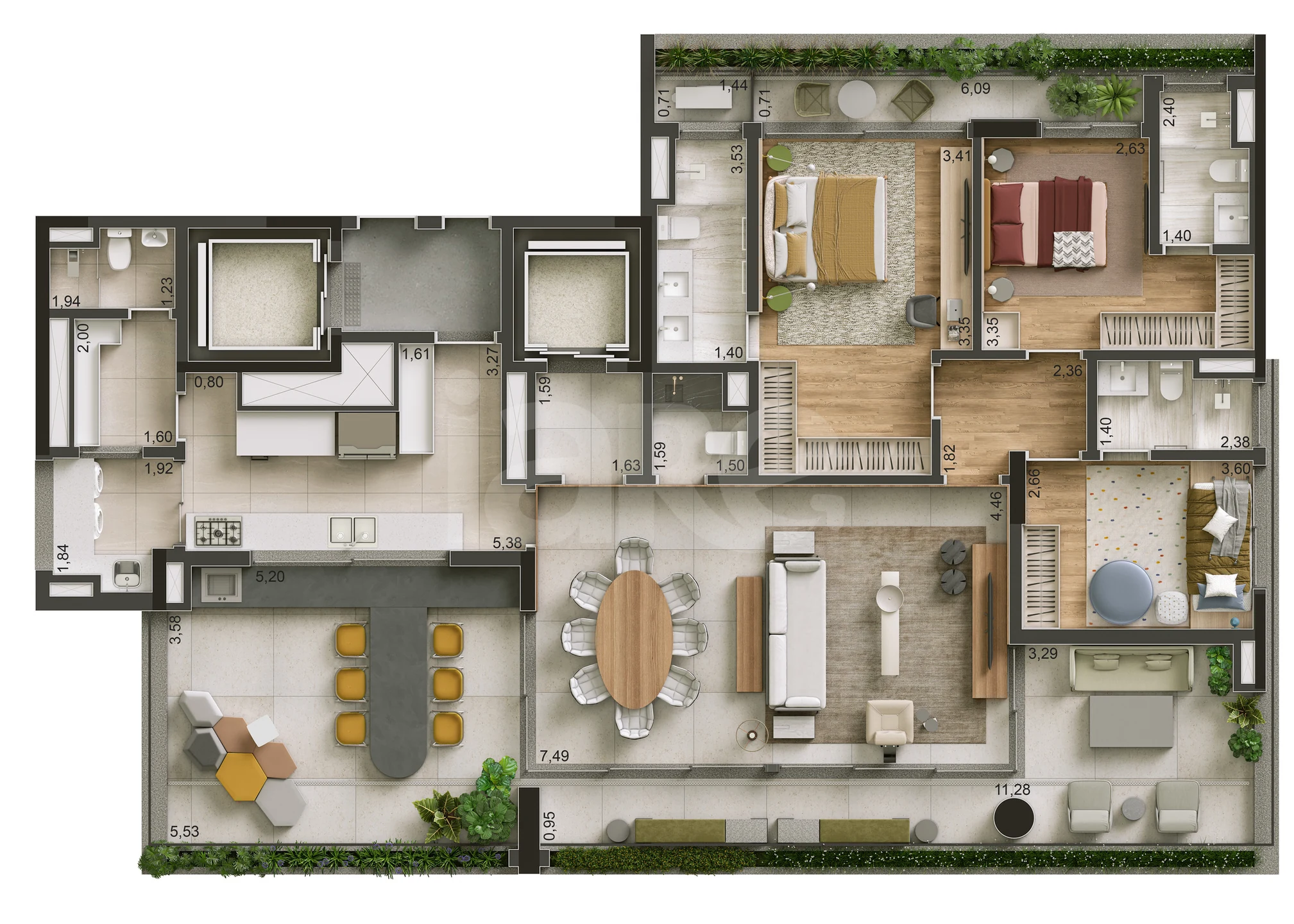 Planta — Apartamento 207,4 m²