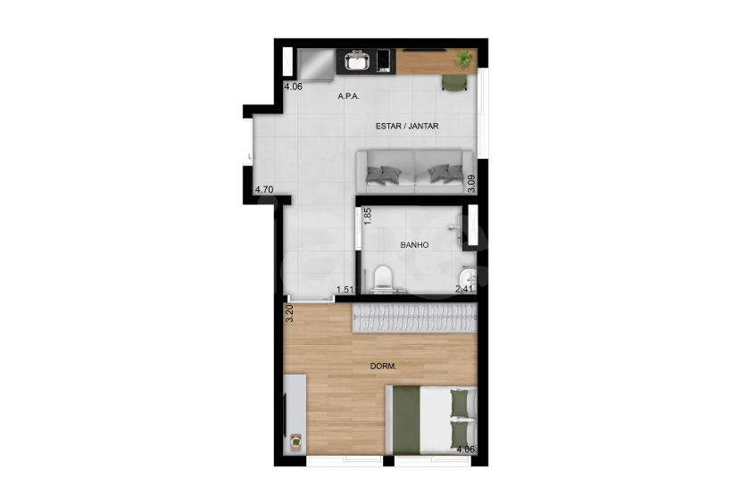 Planta — Apartamento 40,95 m²