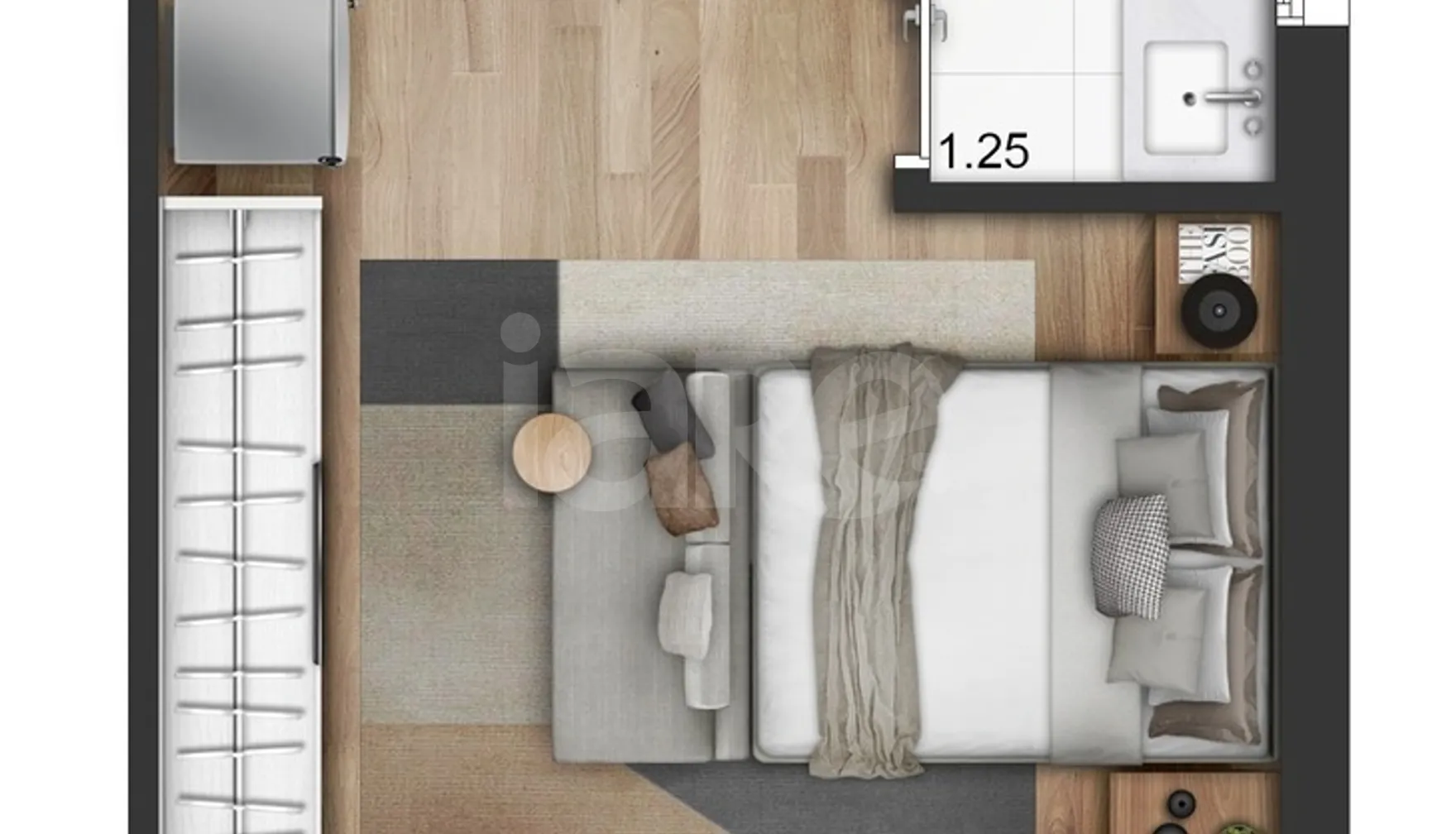 Planta — Studio 25,35 m²