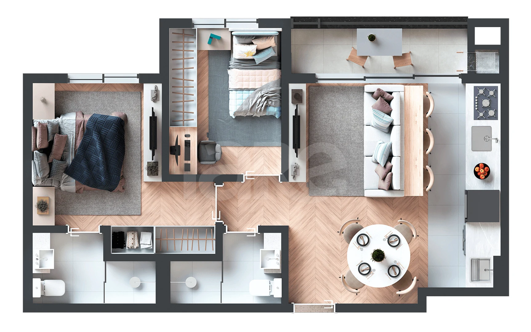 Planta — Apartamento 55,29 m²
