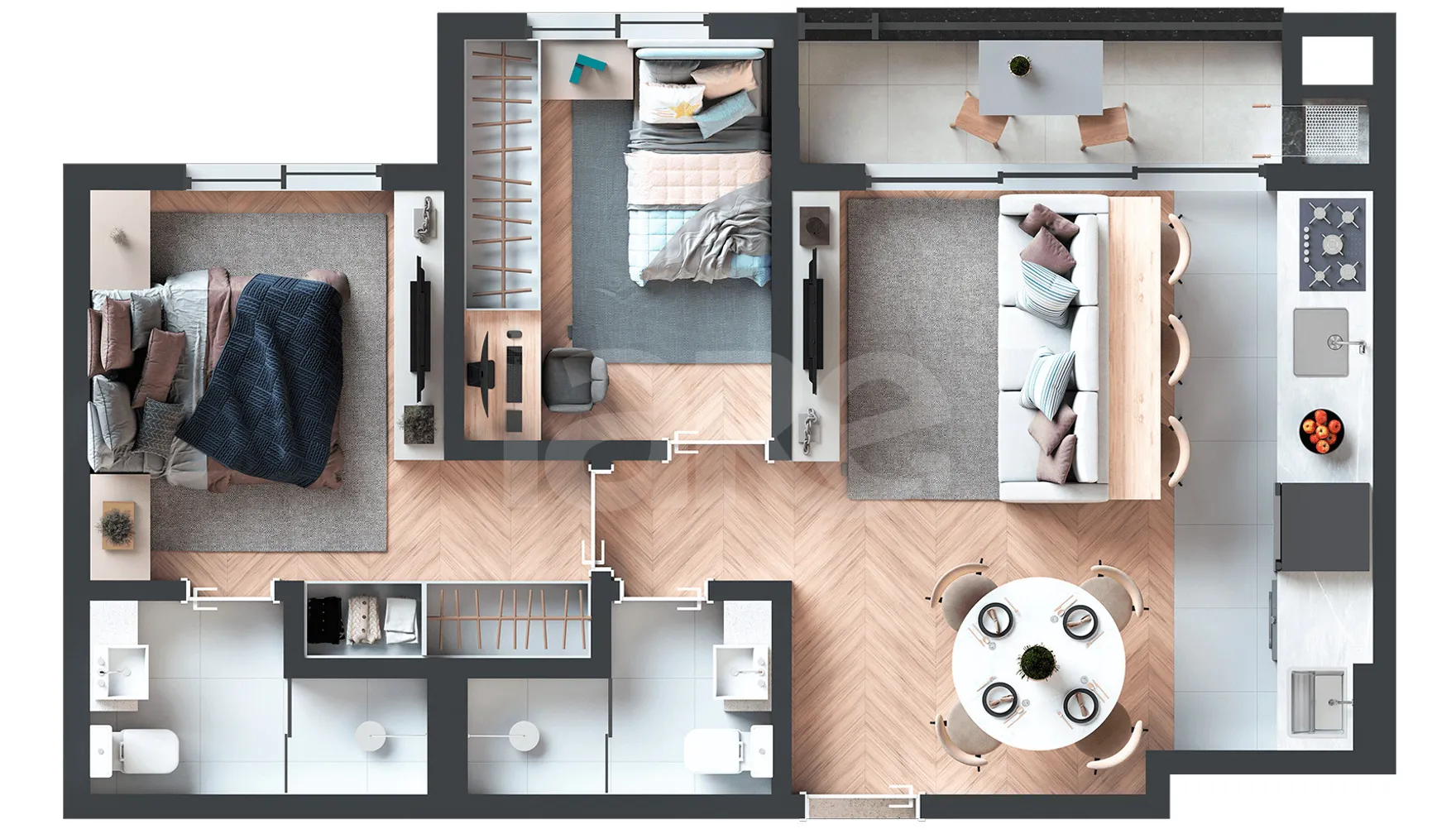 Planta — Apartamento 55,29 m²