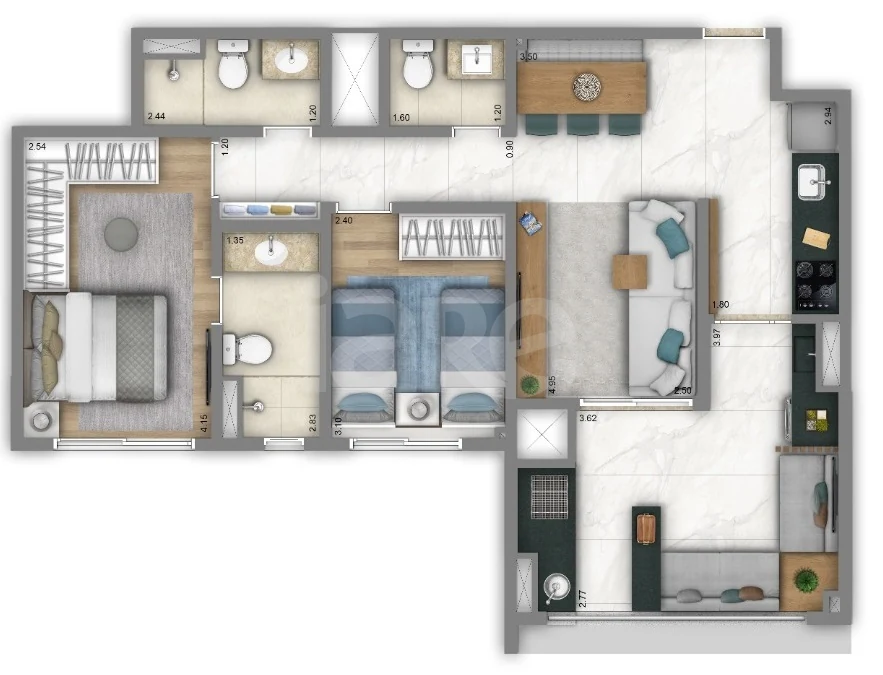 Planta — Apartamento 72,73 m²