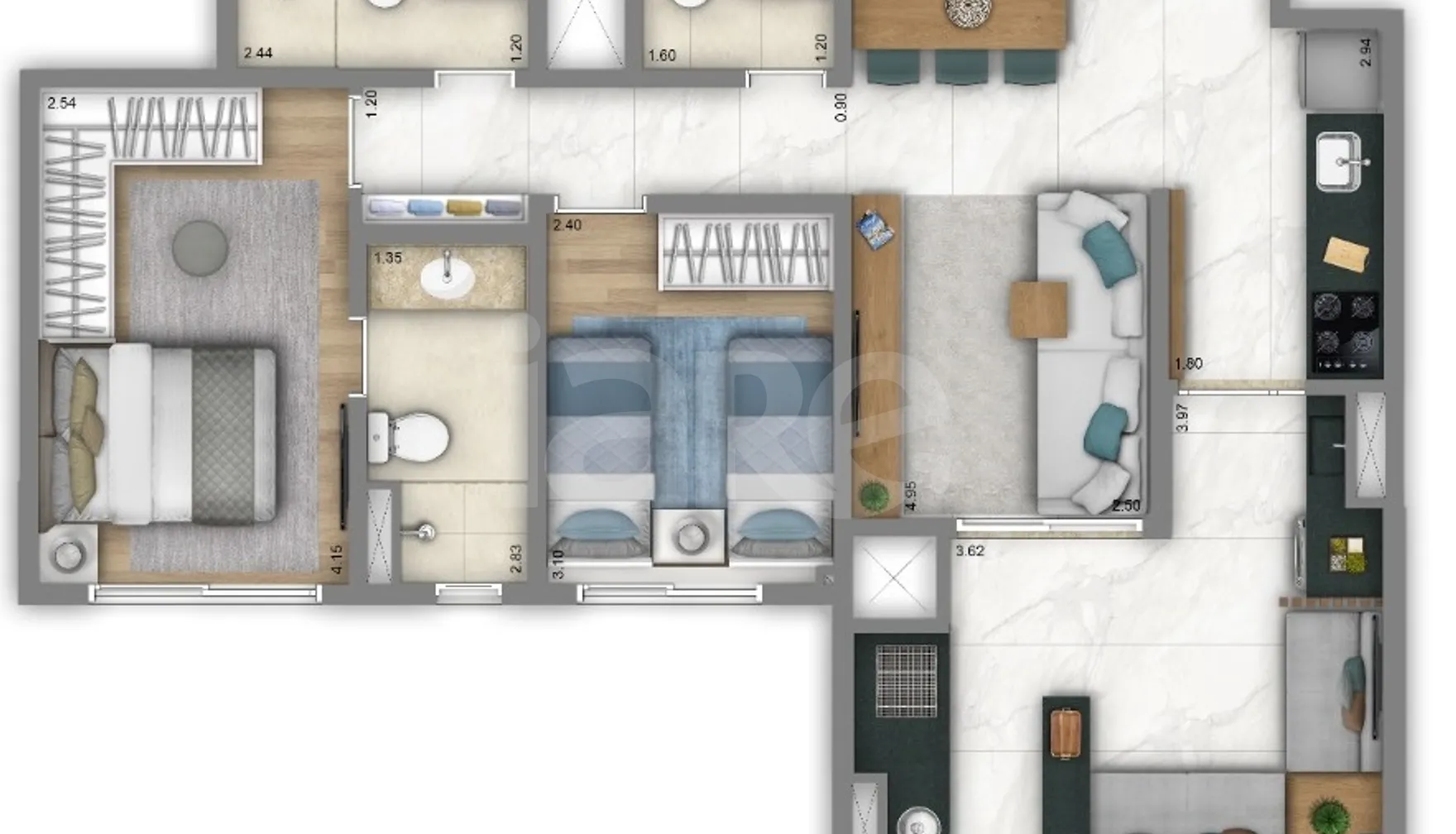 Planta — Apartamento 72,73 m²