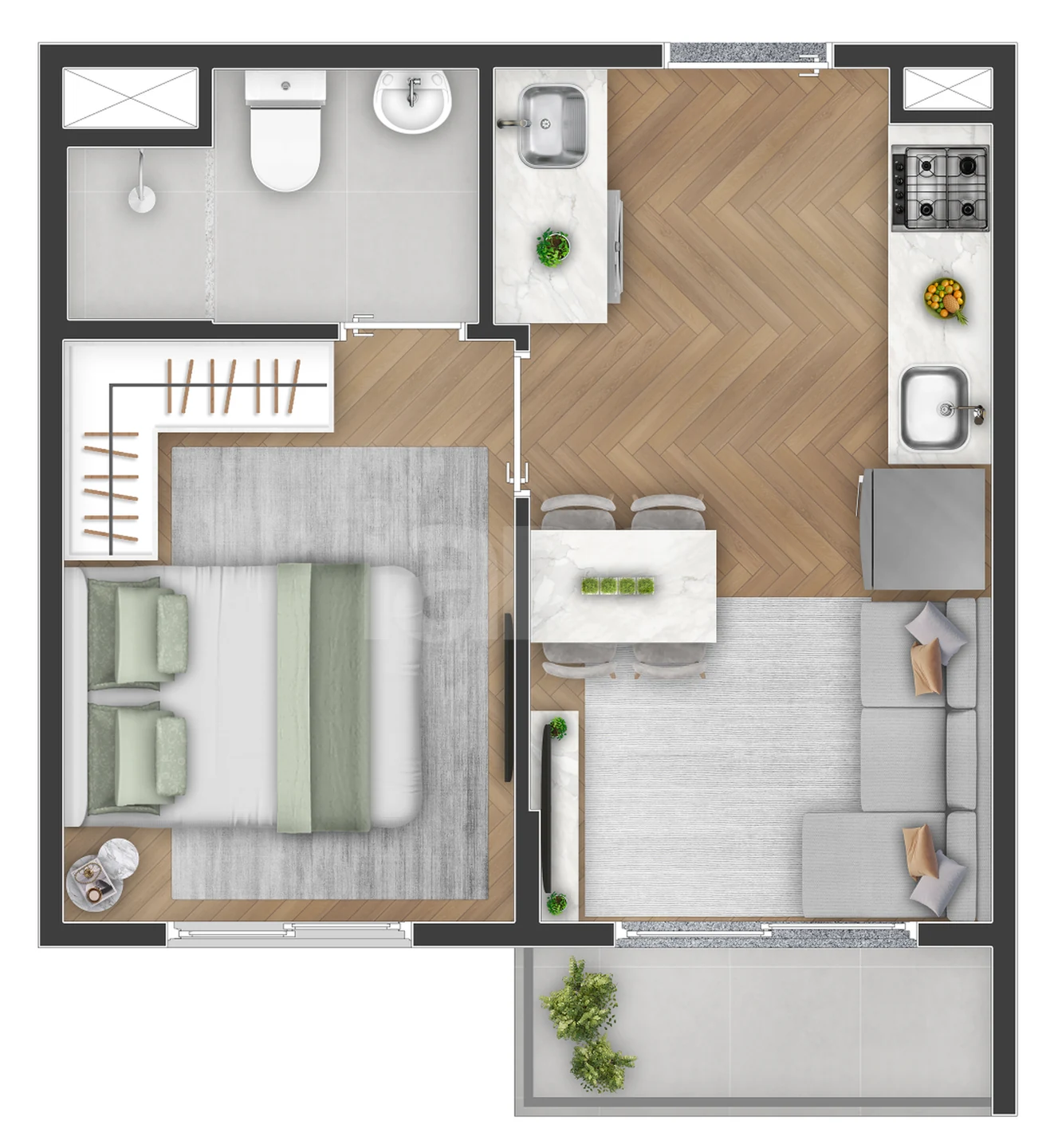 Planta — Apartamento 24,38 m²