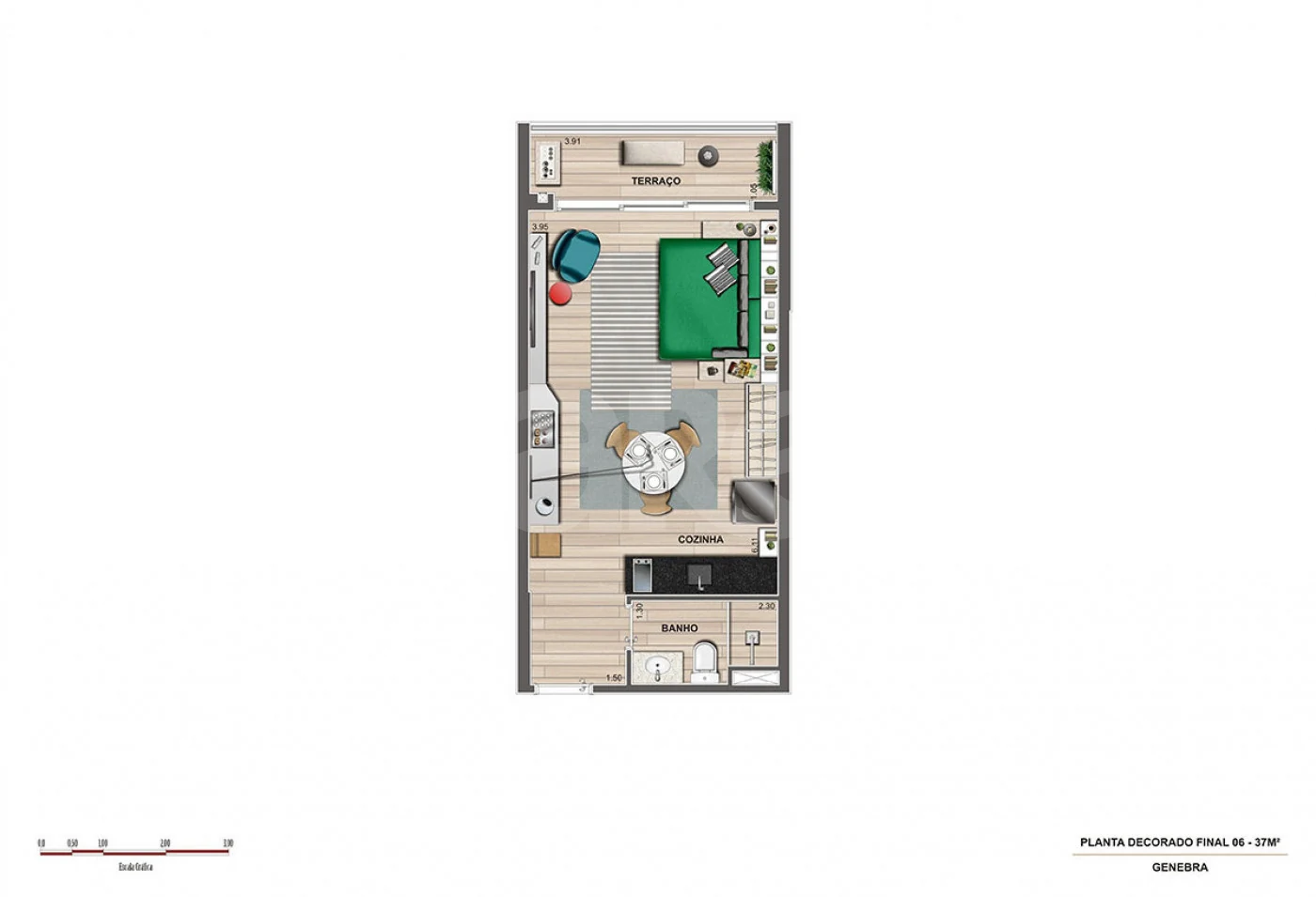 Planta — Studio 40,3 m²