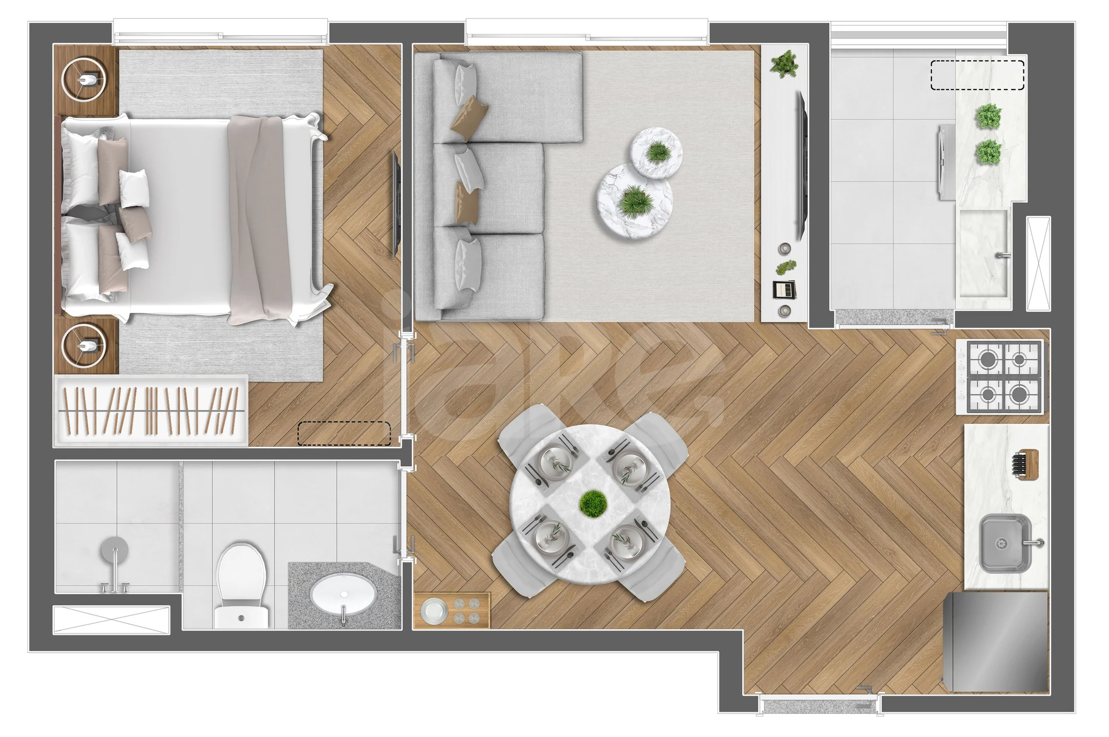 Planta — Apartamento 34,5 m²