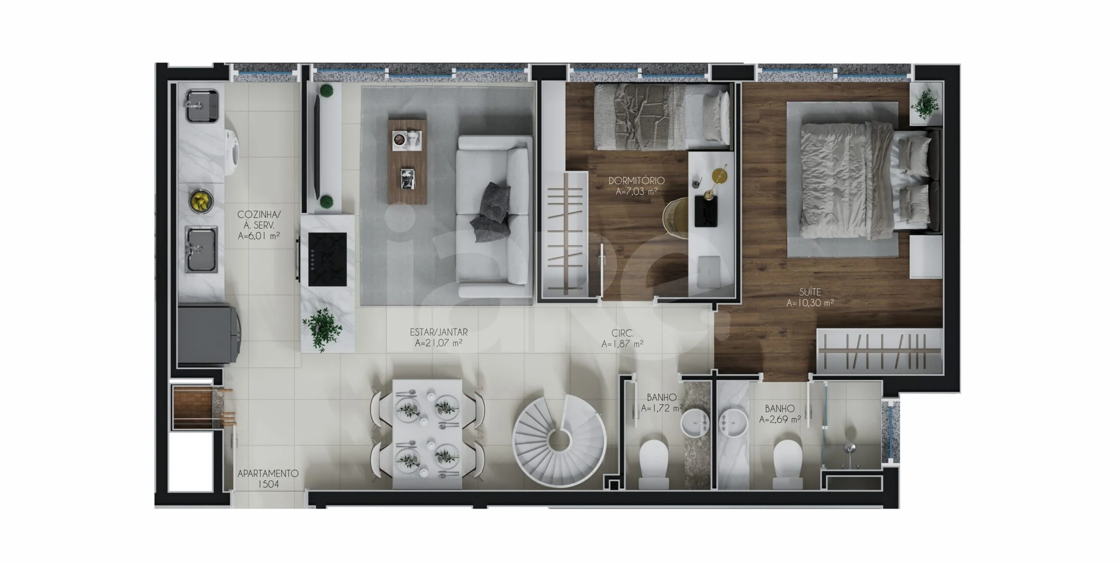 Planta — Cobertura Duplex 93 m²