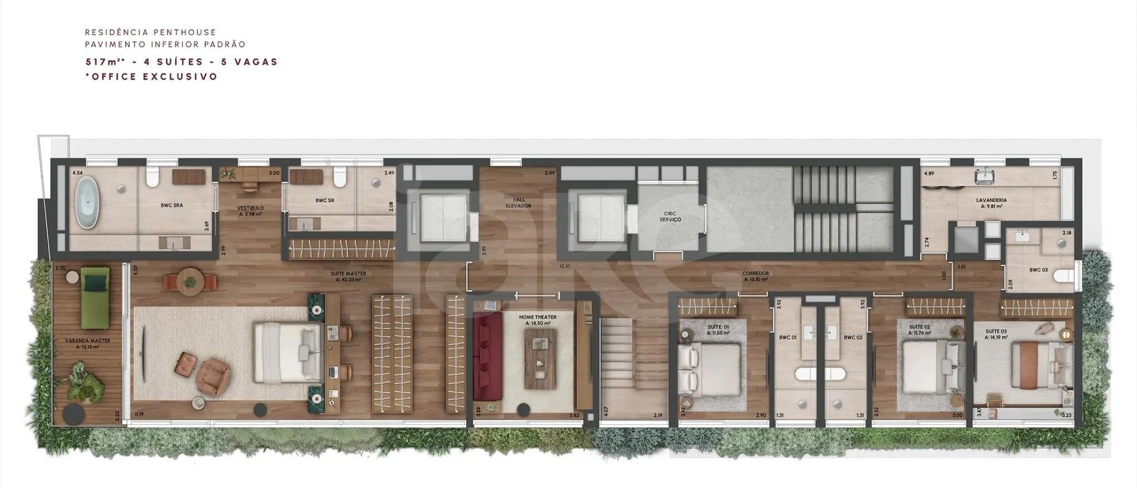 Planta — Cobertura Duplex 504,99 m²
