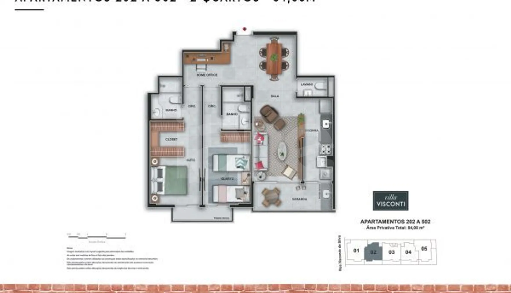 Planta — Apartamento 84,08 m²