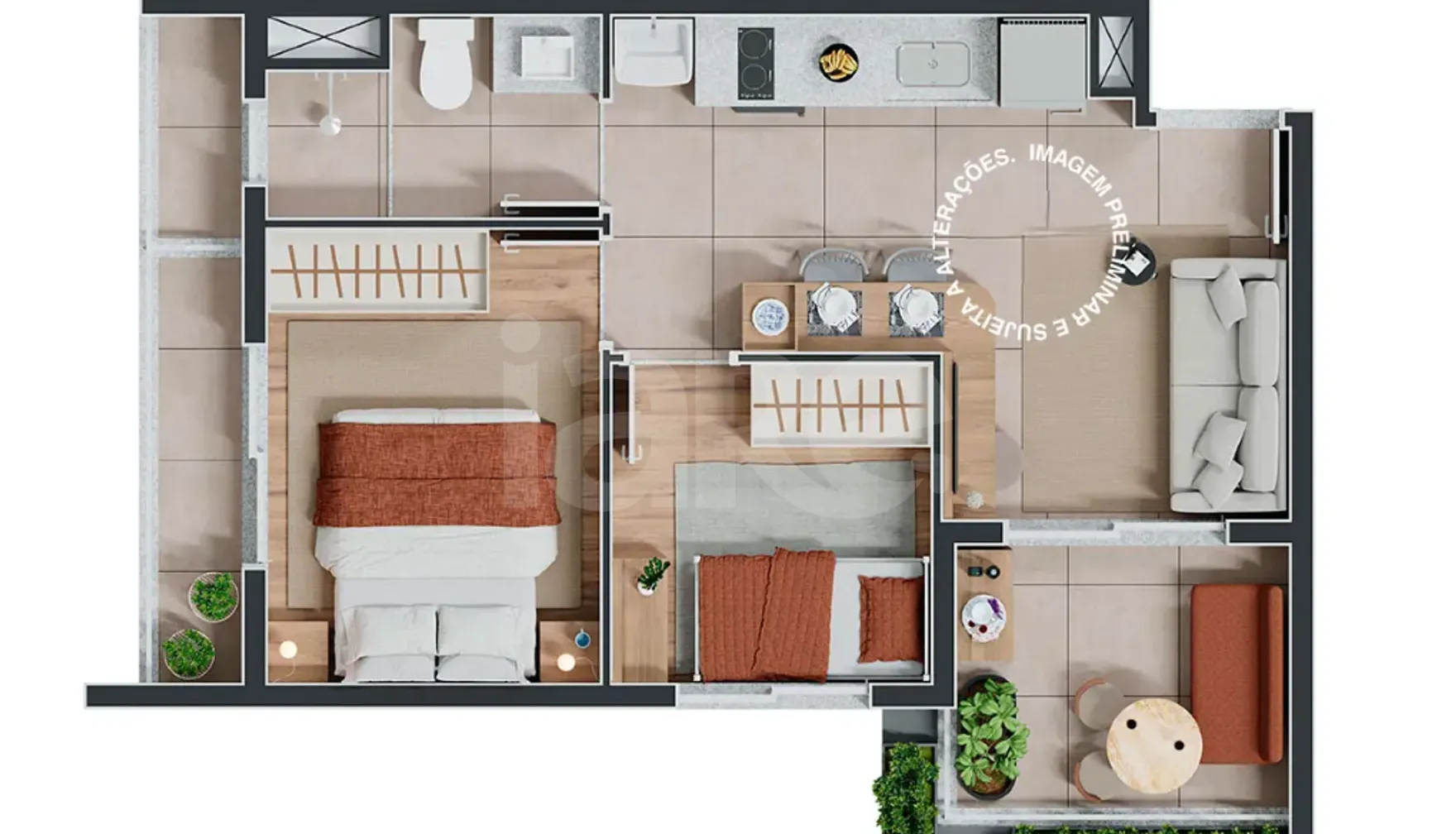 Planta — Apartamento 44,72 m²