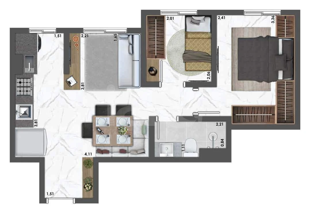 Planta — Apartamento 41 m²