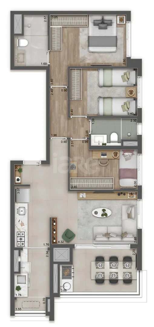 Planta — Apartamento 85,73 m²
