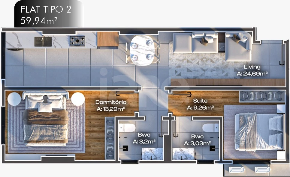 Planta — Apartamento 60 m²