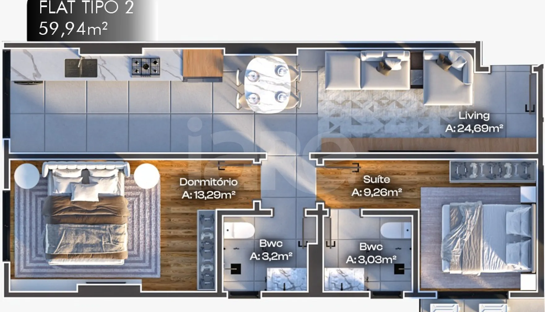 Planta — Apartamento 60 m²