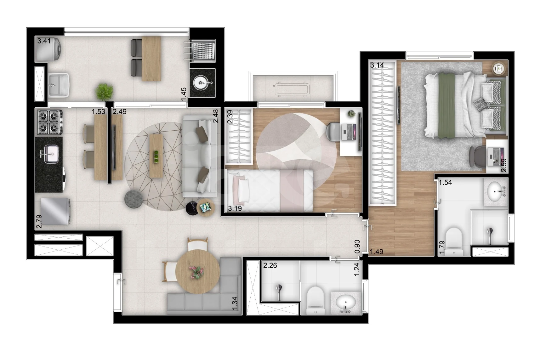 Planta — Apartamento 60,12 m²