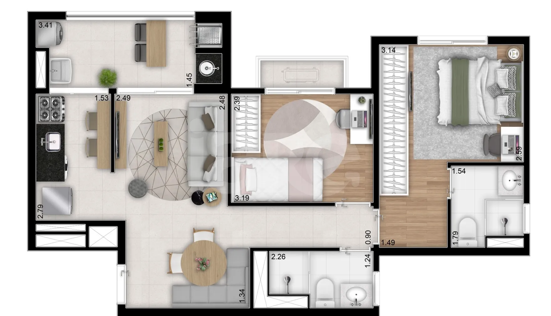 Planta — Apartamento 60,12 m²