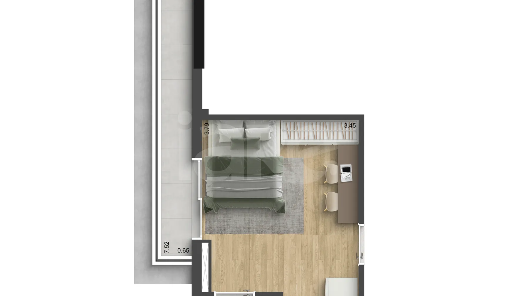 Planta — Studio 26,48 m²