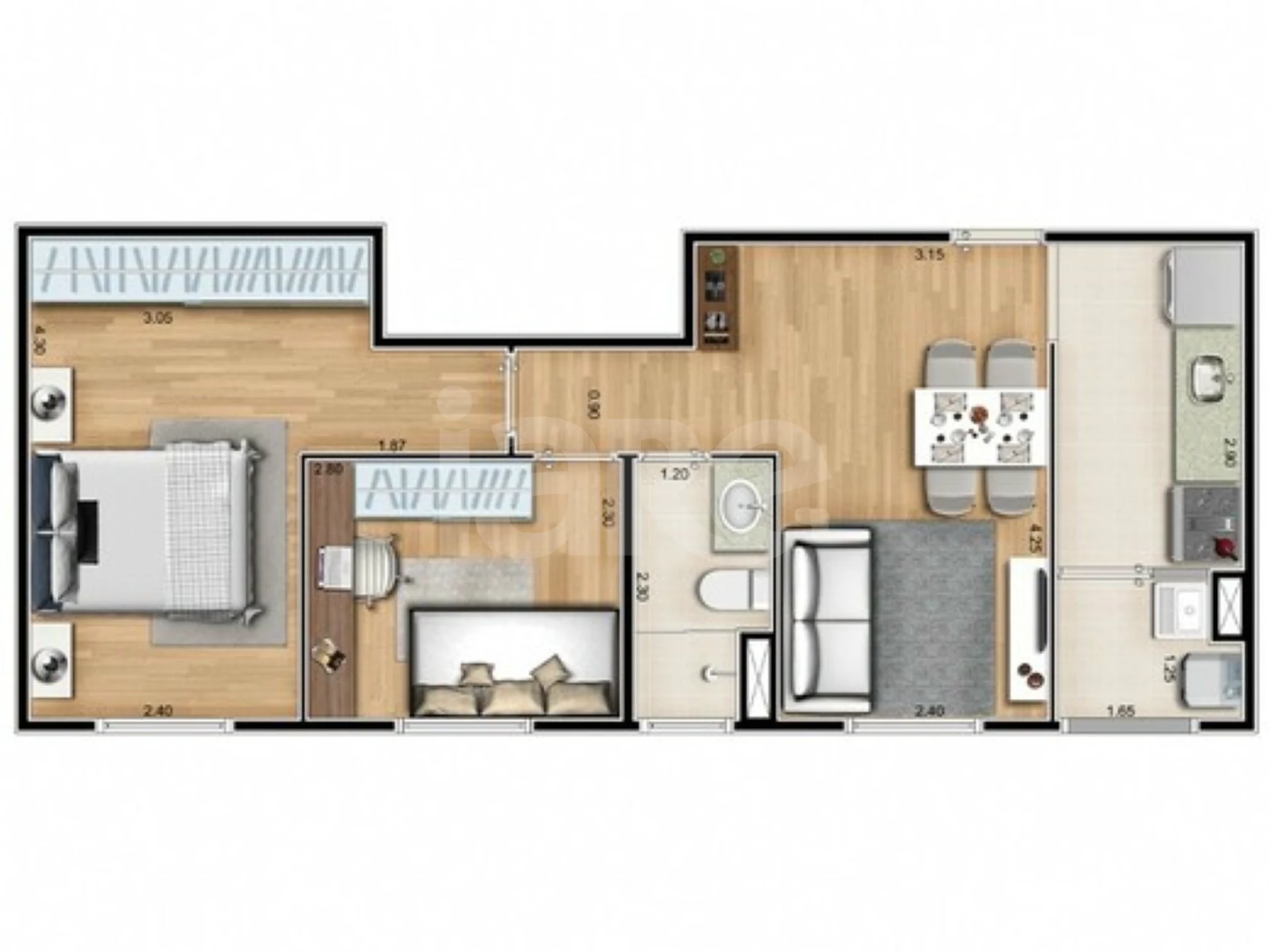 Planta — Apartamento 48 m²