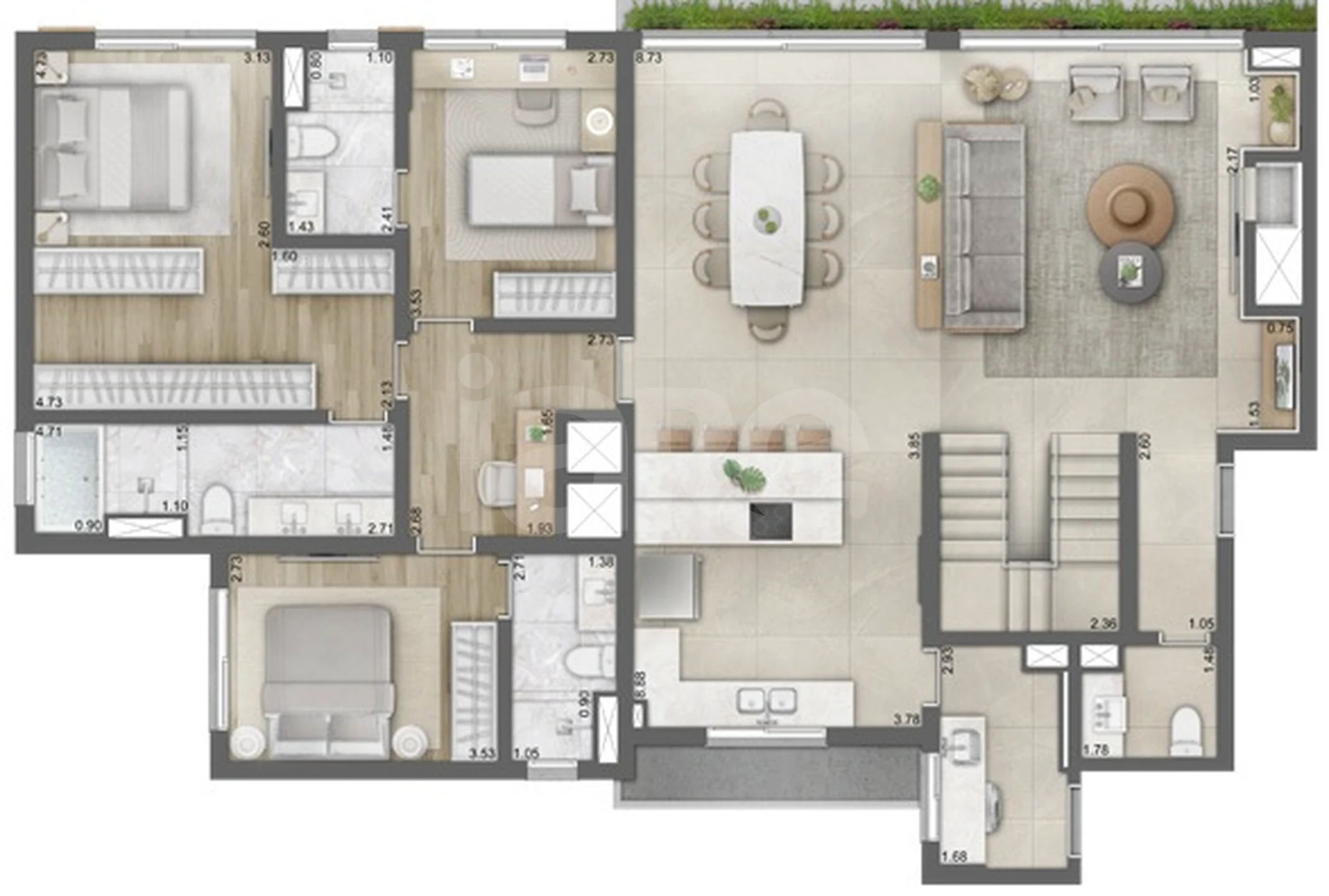 Planta — Cobertura Duplex 335,96 m²