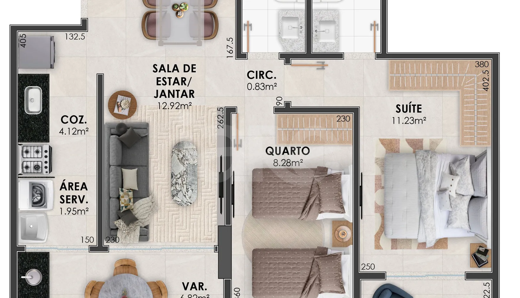 Planta — Apartamento 63,95 m²