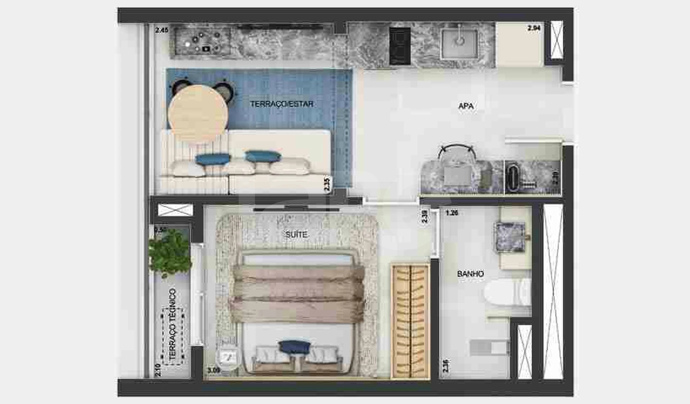 Planta — Apartamento 27,99 m²
